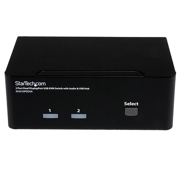 StarTech Com 2 Port Dual Monitor DisplayPort KVM Switch With Audio