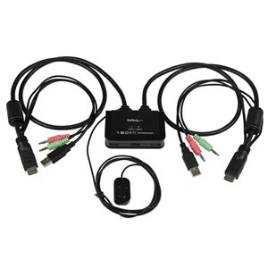 Control two HDMI, USB equipped PCs with a single monitor, keyboard, mouse and audio peripheral set