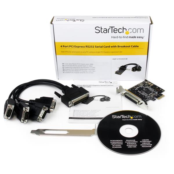 StarTech.com 4 Port PCI Express RS232 Serial Adapter Card - Single