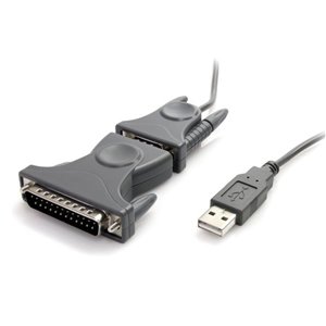Add an RS232 serial port to a notebook or desktop computer with this Plug-and Play USB adapter cable