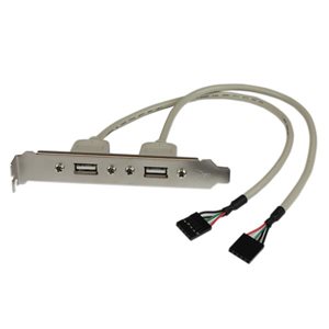 Provides two USB port connections to a motherboard