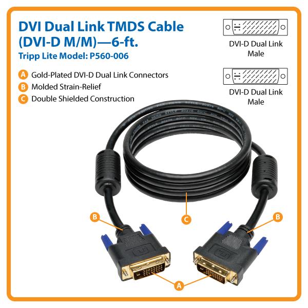 Tripp P560 006 Tripp Lite 6ft Dvi Dual Link Digital Tmds Monitor Cable Shielded Dvi D M M 6 Shop Uk Ballicom Co Uk