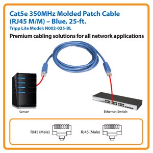 25-ft. Cat5e 350MHz Molded Patch Cable (Blue)