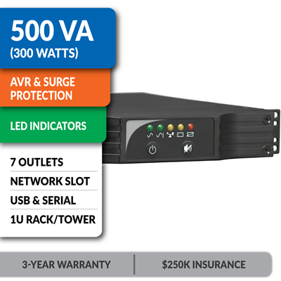 SMART500RT1U SmartPro® Line-Interactive Rack/Tower UPS with Network Slot