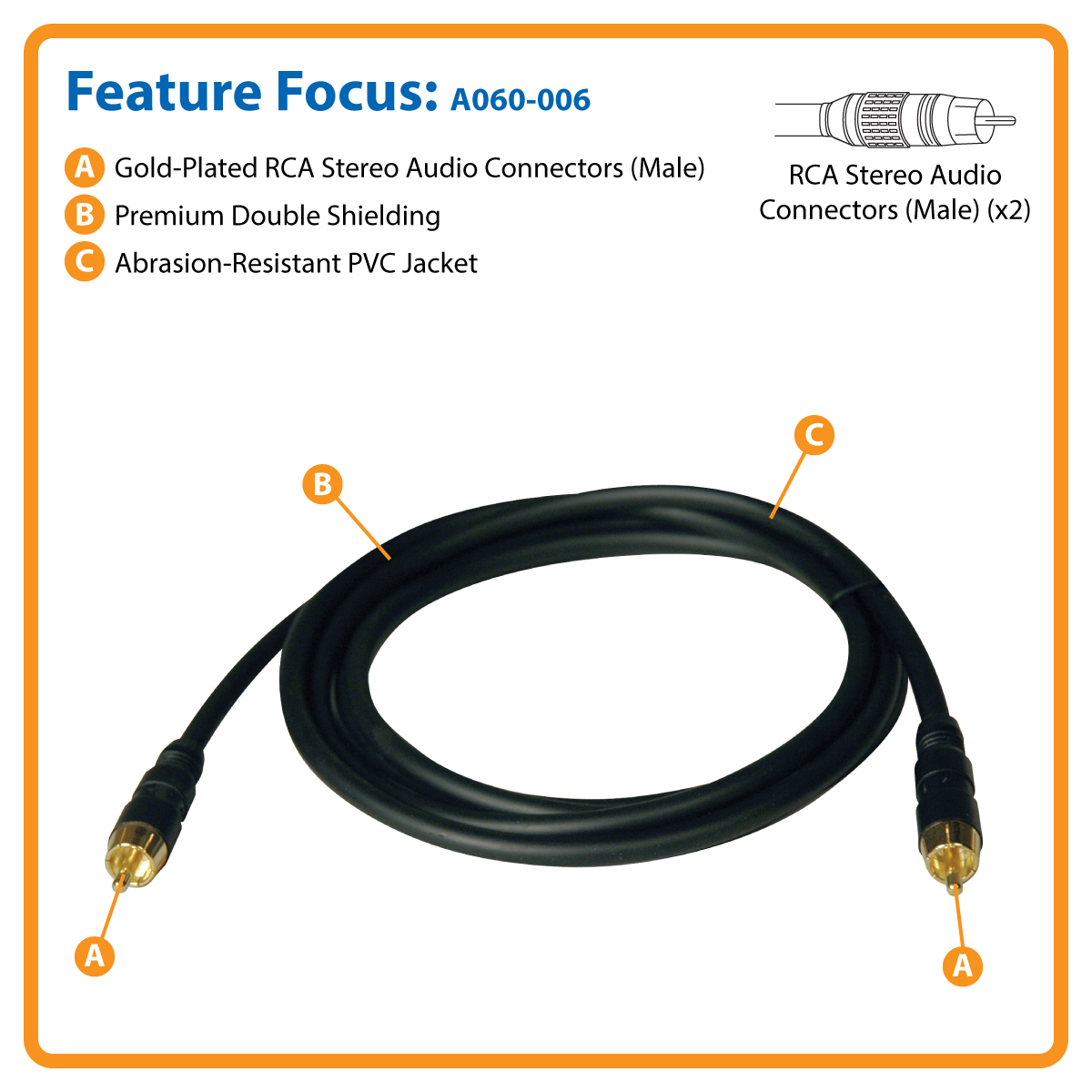 Tripp Lite RF Digital Coax Gold Audio Cable (RCA M/M) 6-ft.(A060-006)