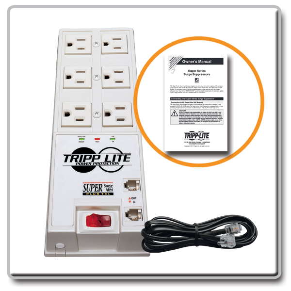Tripp Lite Surge Protector Power Strip 6 Outlet 6' Cord 3040 Joules Tel