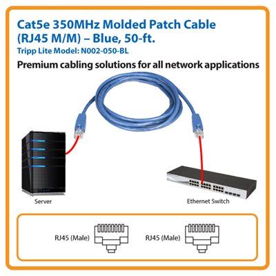 50-ft. Cat5e 350MHz Molded Patch Cable (Blue)