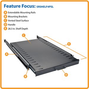 Tripp Lite Rack Enclosure Cabinet Standard Sliding Shelf 50lb Capacity ...