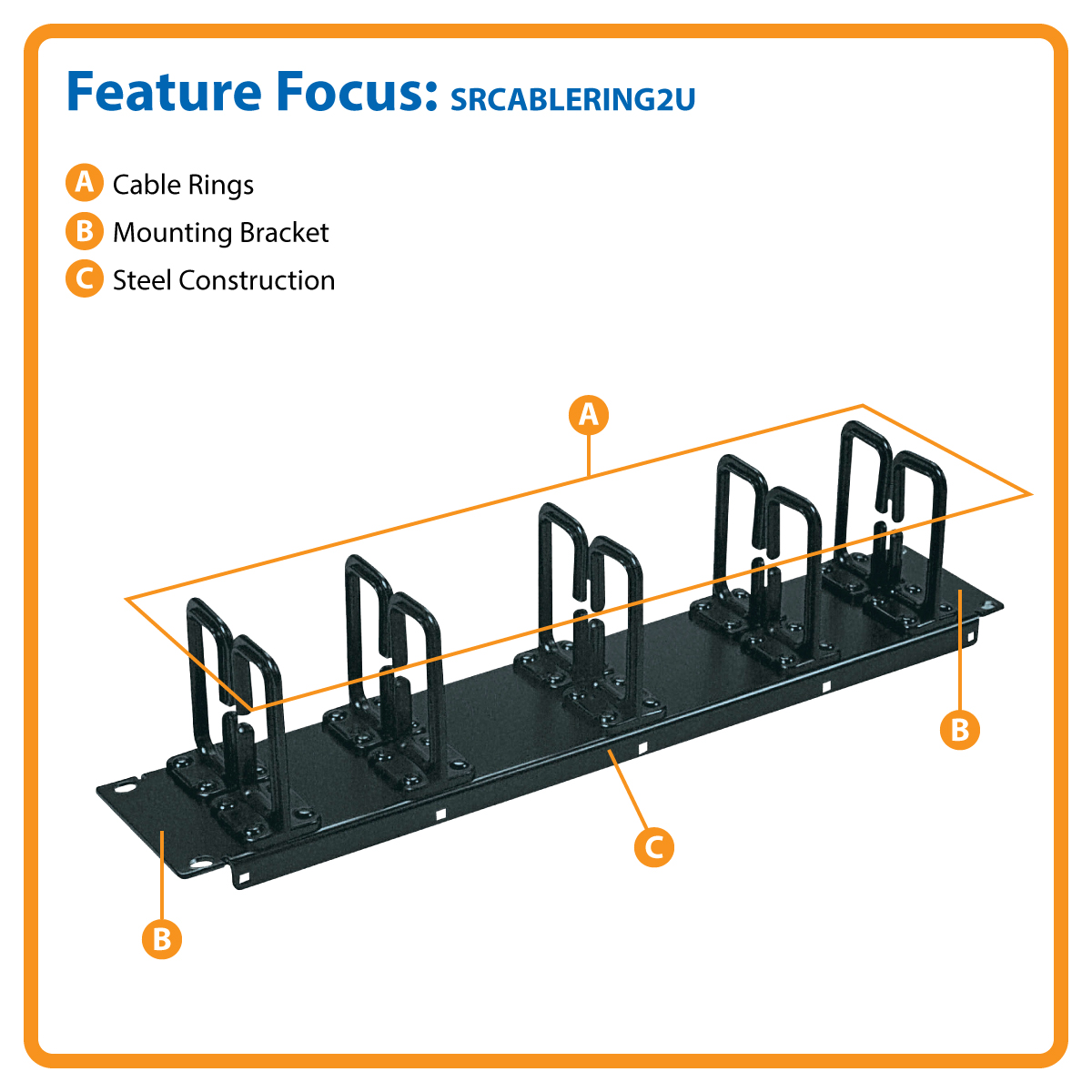 Wire Ring Rack Tripp Lite Rack Enclosure Cabinet Horizontal Cable Ring Flexible 2URM ...