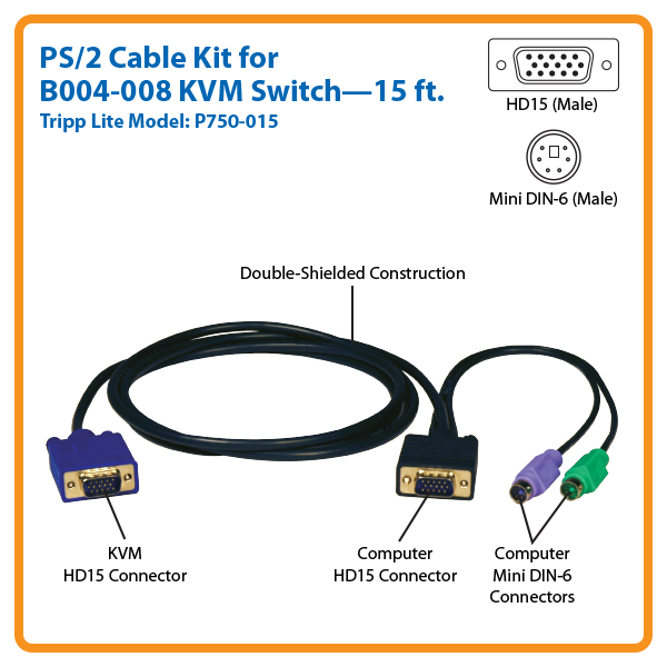 大特価セール Tripp Lite Tech-America | P750-015 PS/2 Series Eaton PCアクセサリ・サプライ