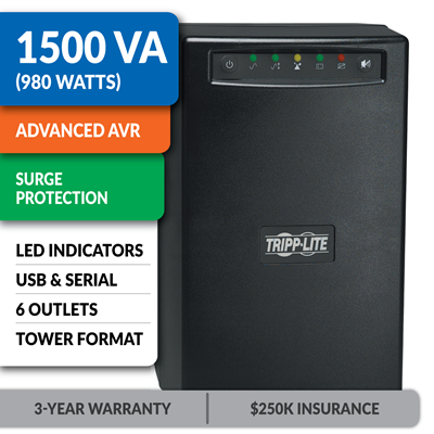 SMART1500 SmartPro® Line-Interactive Tower UPS with USB and Serial Ports