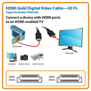 High Quality 50 ft. HDMI Gold Digital Video Cable with Lifetime Warranty