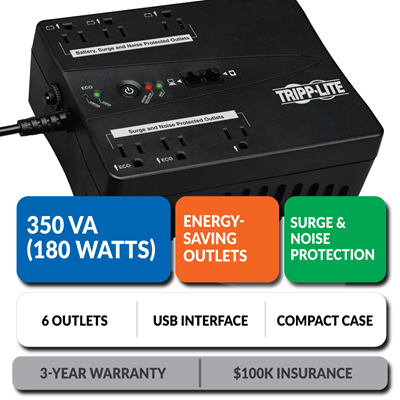 ECO350UPS Ultra-Compact Eco-Friendly Standby UPS with Energy-Saving Outlets