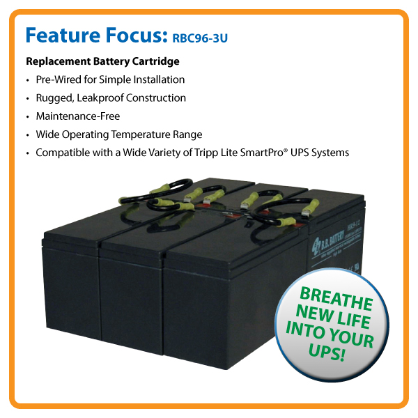 Tripp Lite 3U UPS Replacement Battery Cartridge 72VDC for select UPS Systems 1 set