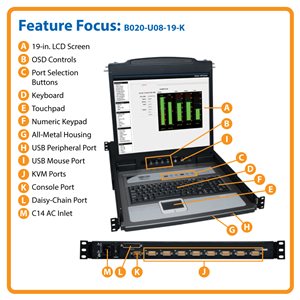 8PORT PS2/USB CONSOLE KVM SWITCH 1U W/1