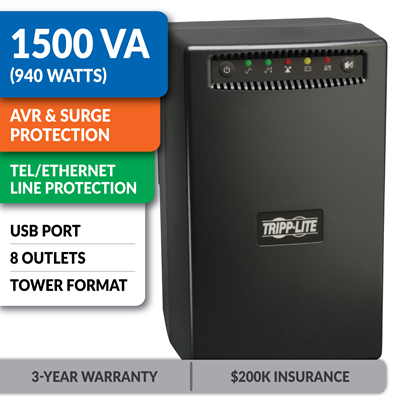 OMNIVS1500 Line-Interactive Tower UPS with 1500VA and USB Port