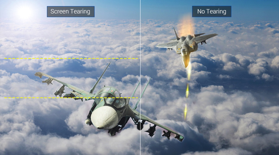 Comparison of Adaptive-Sync on and mode off.