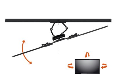 Overhead view of wall mount, showing how it can be extended from the wall and tilted left and right
