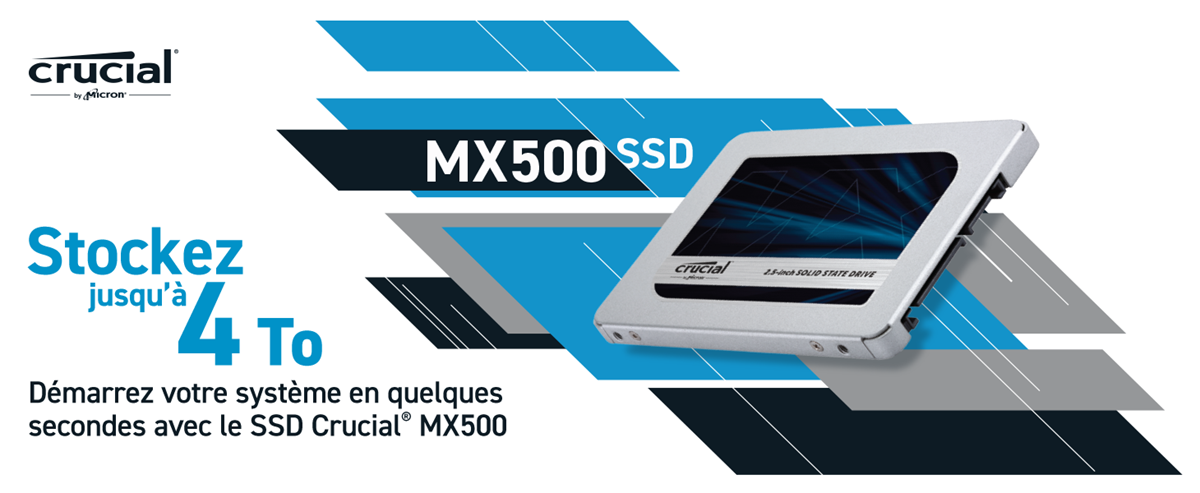 SSD interne Crucial MX500 1 To 2,5 pouces 7 mm (avec adaptateur 9,5 mm)  SATA NAND 3D | CT1000MX500SSD1 | Crucial FR