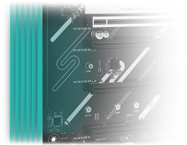 Das B650E MAX GAMING WIFI Mainboard verfügt über ein sechslagiges PCB-Design.