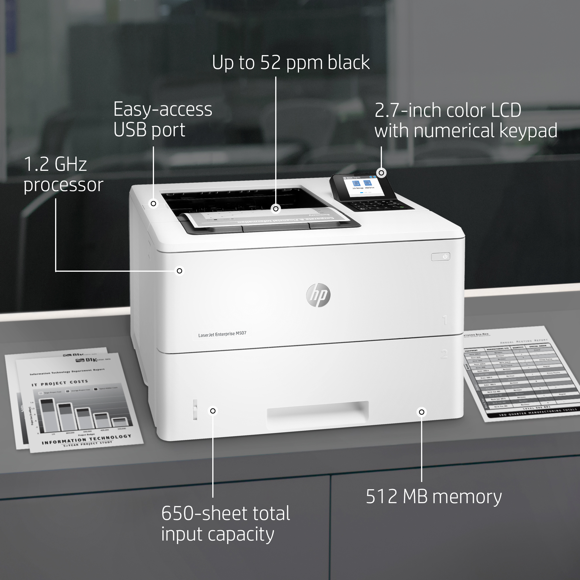  HEWK0Q14ABGJ  HP - Imprimante laser monochrome LaserJet  Enterprise M607N avec AirPrint et ePrint