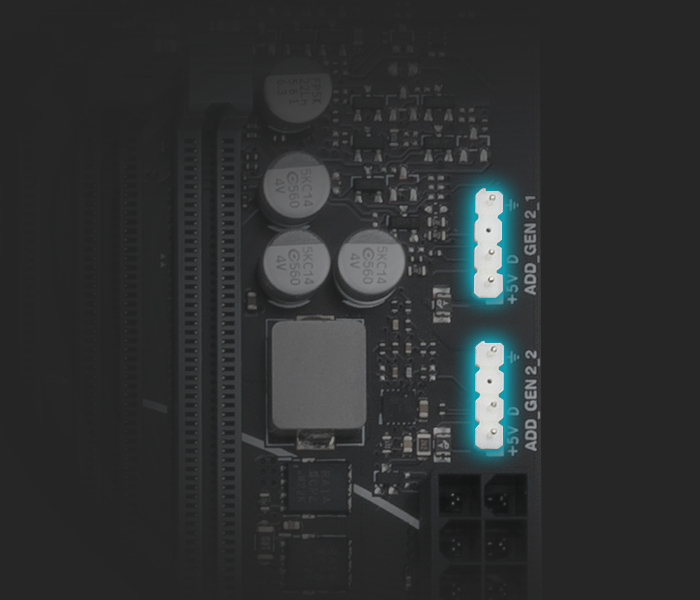 Das PRIME B650-PLUS WIFI Mainboard verfügt über adressierbare Gen 2 Header.