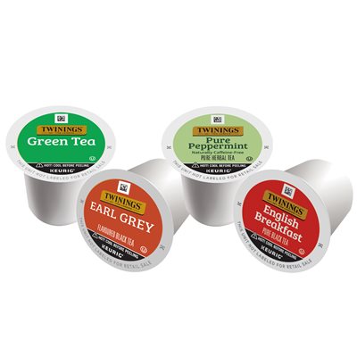 Twinings Variety Assorted Teas, Keurig® K-Cup® Pods, English Breakfast, Earl Grey, Green, Pure Peppermint, 96/Carton (TNA54192)