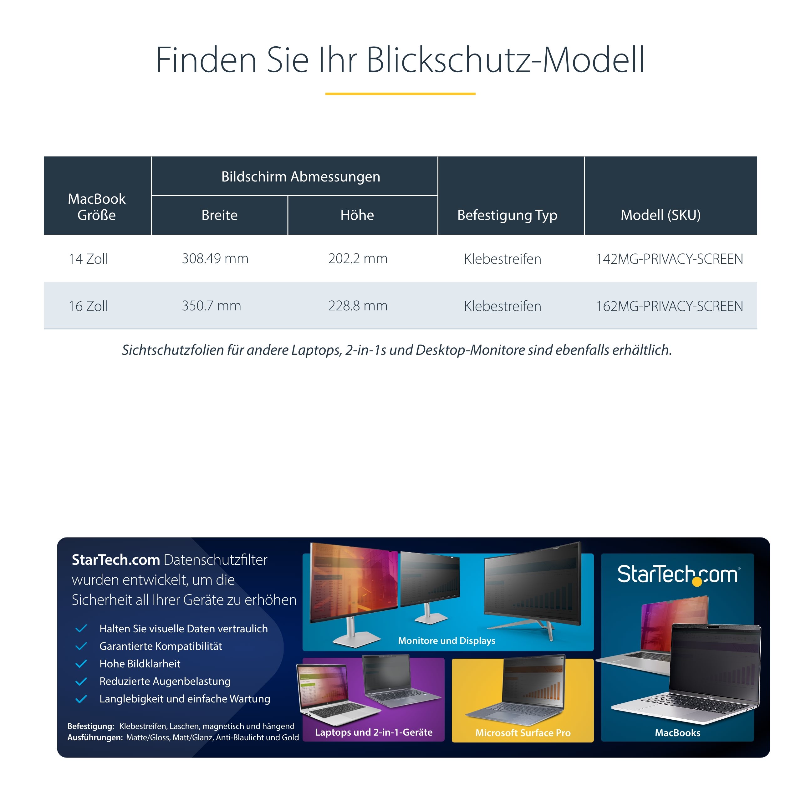folie 6 von 8, vergrößern, 14 zoll macbook pro 21/23 blickschutz, doppelseitiger laptop goldfilter mit erhöhtem sichtschutz, +/- 30 grad (142mg-privacy-screen)