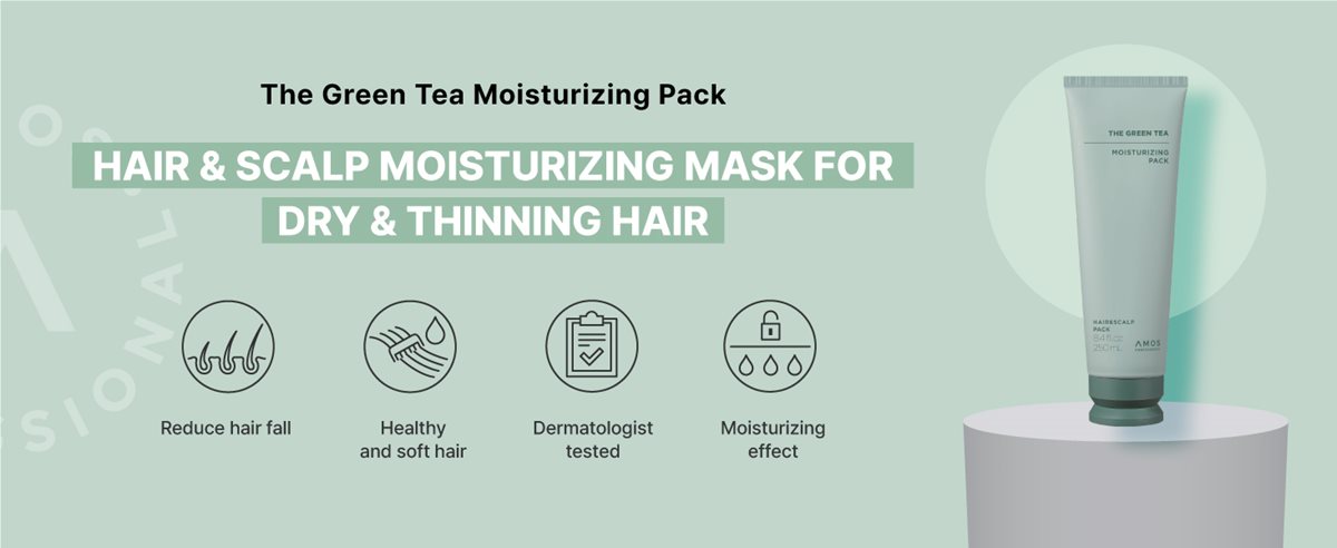 The Green Tea Moisturizing Pack. HAIR & SCALP MOISTURIZING MASK FOR DRY & THINNING HAIR