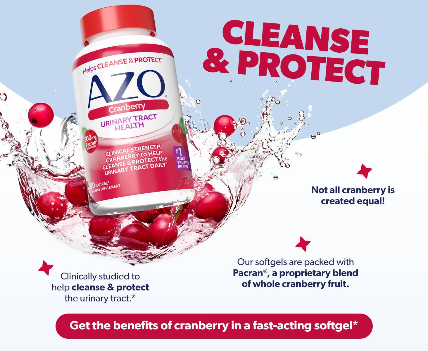 AZO Cranberry Urinary Tract Health 500 mg, 220 Softgels | Costco