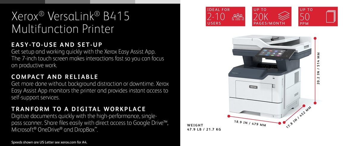 De un vistazo a Xerox B415