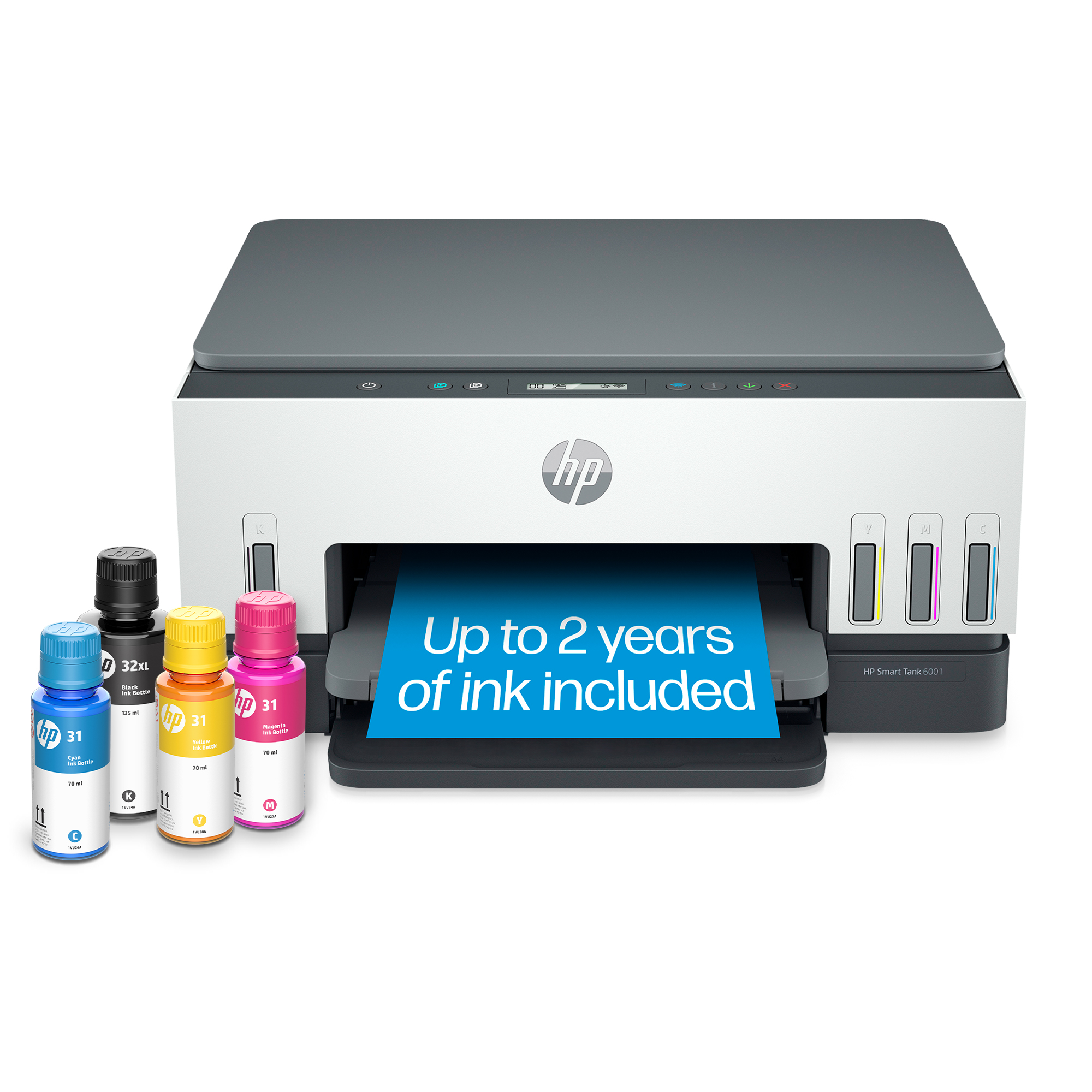 Wireless Supertank All-in-One Ink 6001 up HP Tank Color home of Smart 2 with Included Years Printer Inkjet to