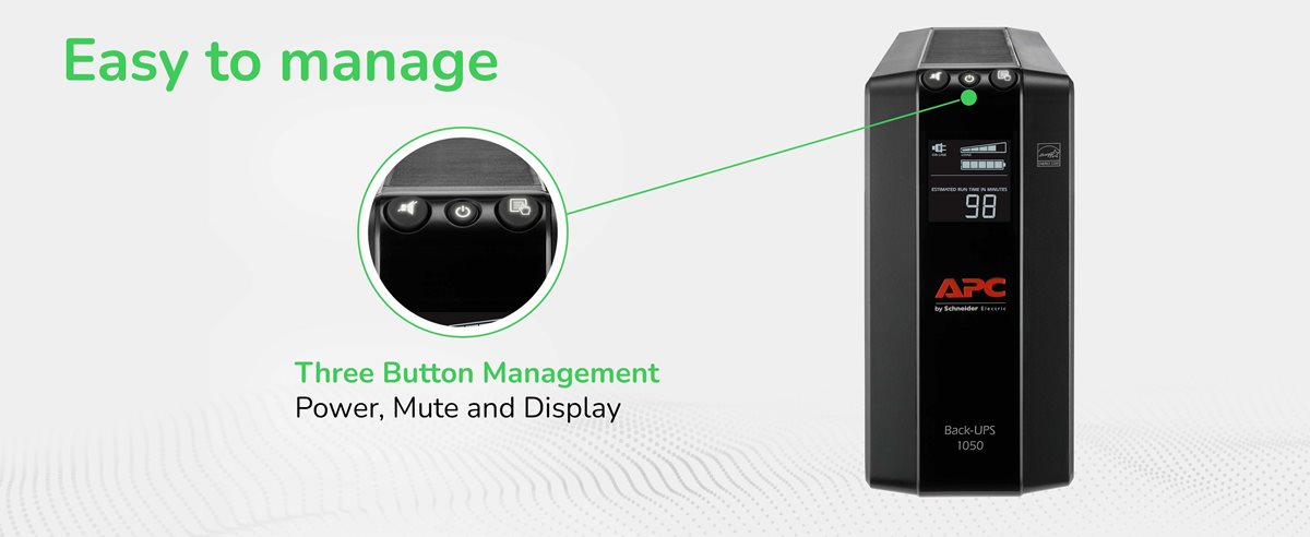 Image of APC Back-UPS Pro BN1050M showing benefits.