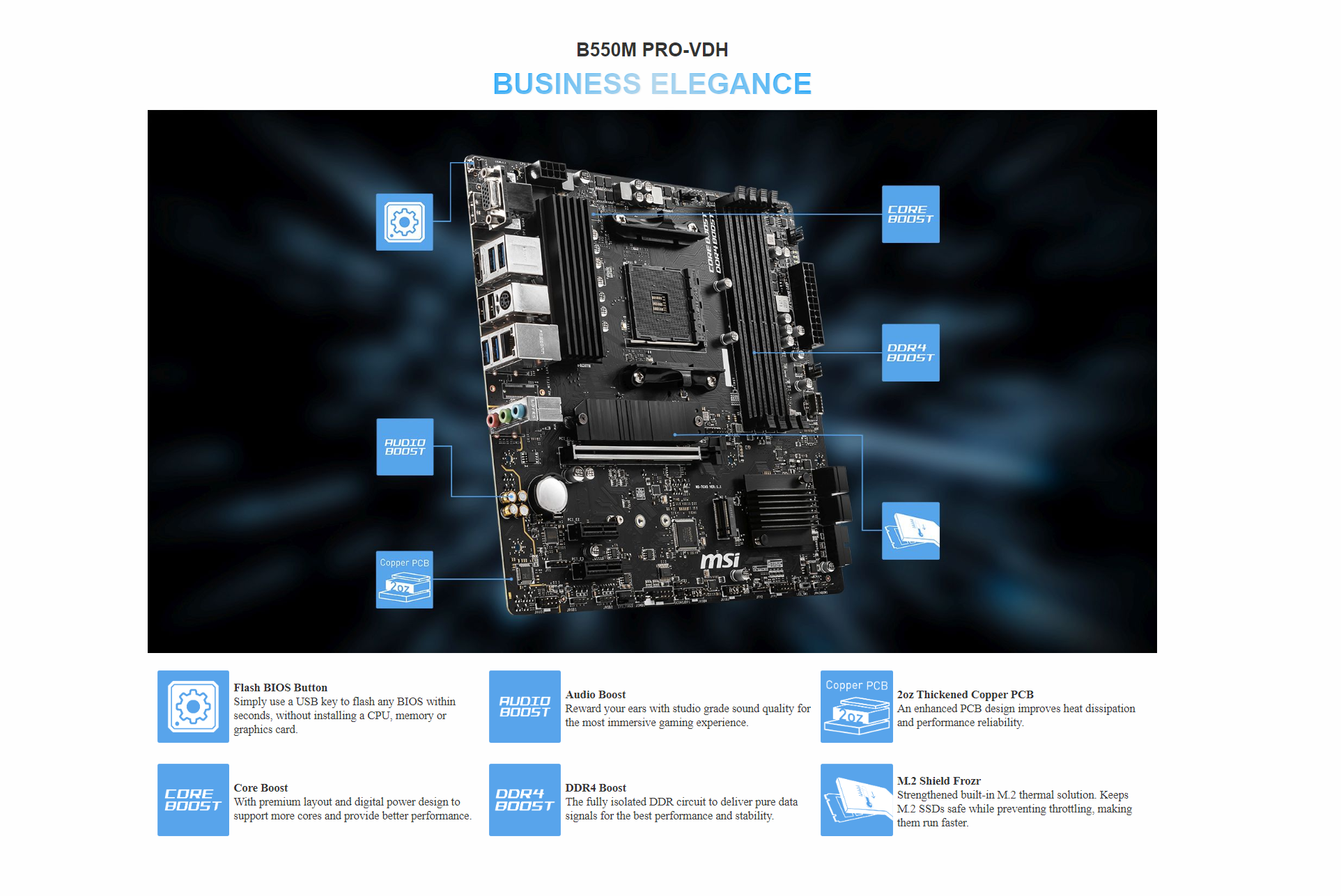 MSI B550M PRO-VDH AM4 mATX M/Board: B550M PRO-VDH