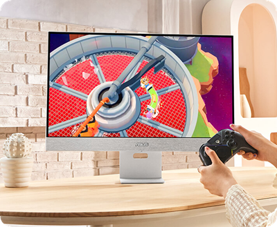 Game on with ASUS ZenScreen Smart Monitor MS32UC with controller