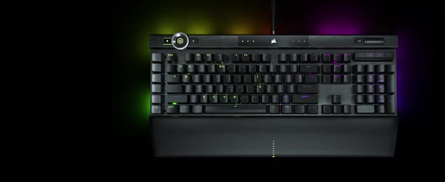 CORSAIR K100 RGB mechanical keyboard with 44-zone LightEdge, more