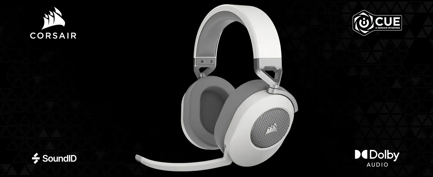 CORSAIR HS65 WIRELESS Headset, White Gaming