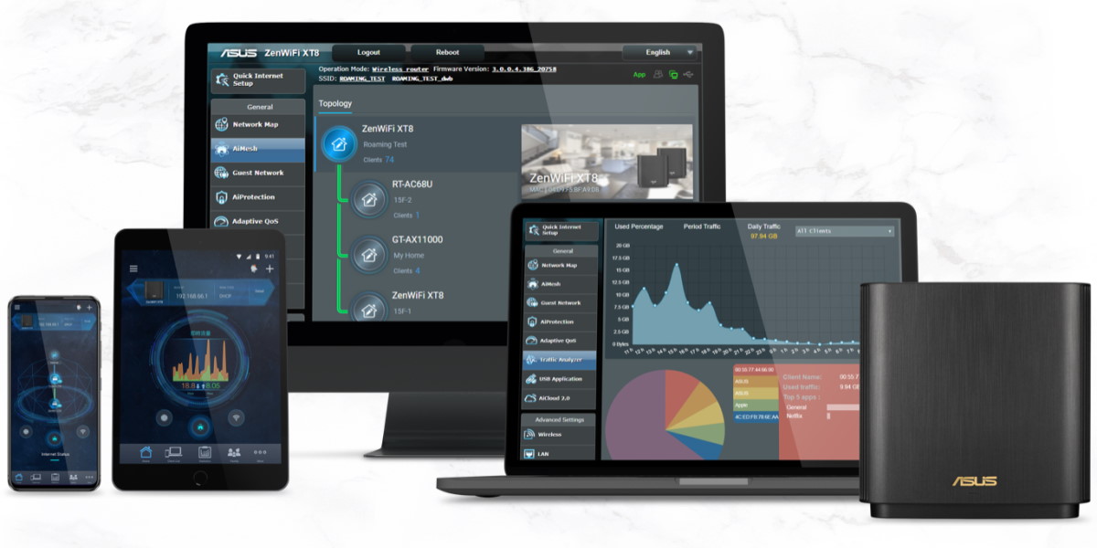 ASUS ZenWiFi AX Mesh WiFi System 2PK Charcoal - Wireless