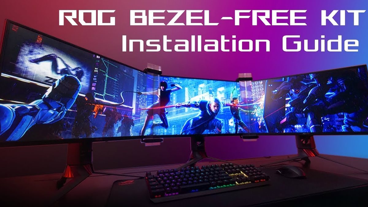 Set of 2 ASUS ROG Bezel-Free Kit ABF01 Universal Multi-Monitor Setup with Optical Micro-Structures Easy Assembly 