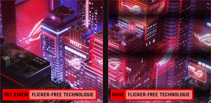 Monitor mit/ohne ASUS Flicker Free-Technologie