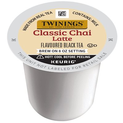 Twinings Chai Latte Black Tea, Keurig® K-Cup® Pods, Creamy, Spiced and Slightly Sweet, Naturally Caffeinated, 22/Box (TNA78919)