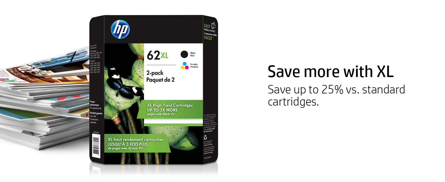Compatible HP 62XL 2 Ink Cartridge Pack - EXTRA HIGH CAPACITY