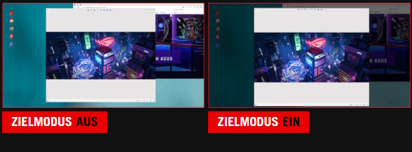 Der Screenshot des Desktops mit zwei geöffneten Fenstern. / Der Screenshot des Desktops mit zwei geöffneten Fenstern, wobei das obere Fenster auf normaler Helligkeit und das andere Fenster gedimmt ist.