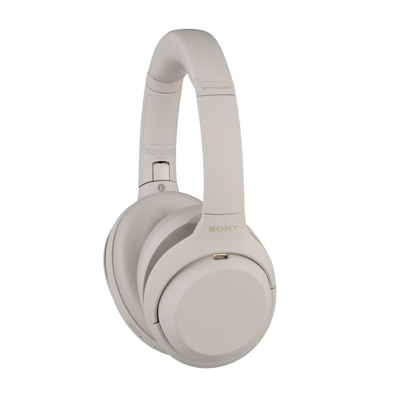 Canceling Sony Noise WH-1000XM4 Wireless Assistant Headphones Google Silver - Over-the-Ear with