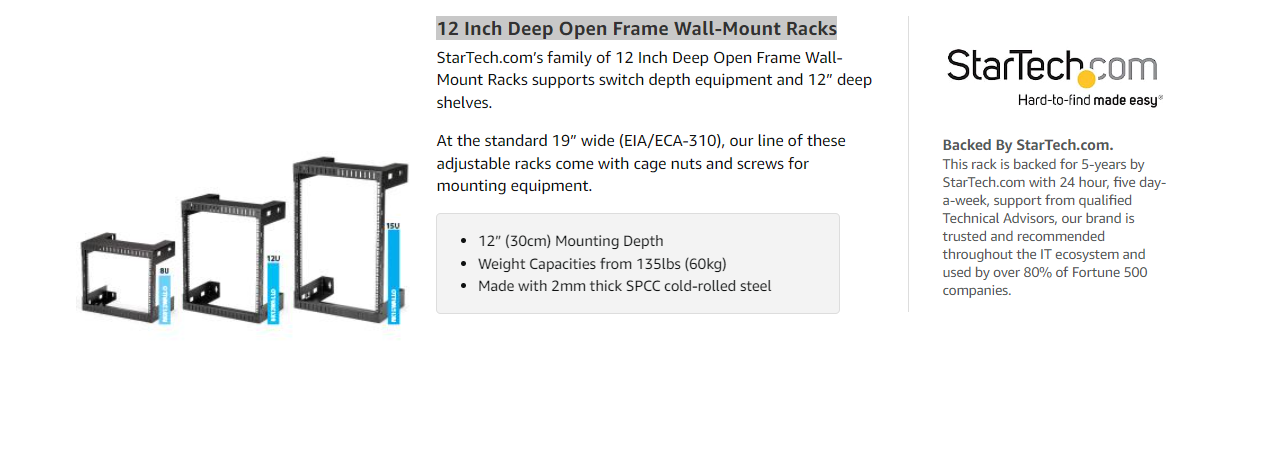8U Wall Mount Network Rack 12in Deep - Server-Racks, Server Management