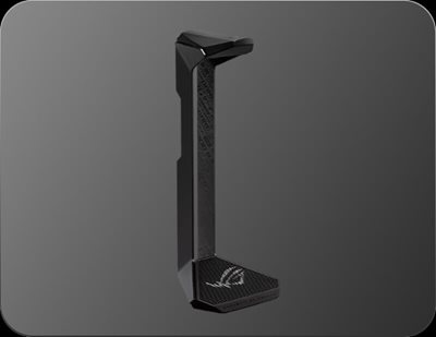 Front right view of the ROG Throne II Core Gaming Headset with a grey background.