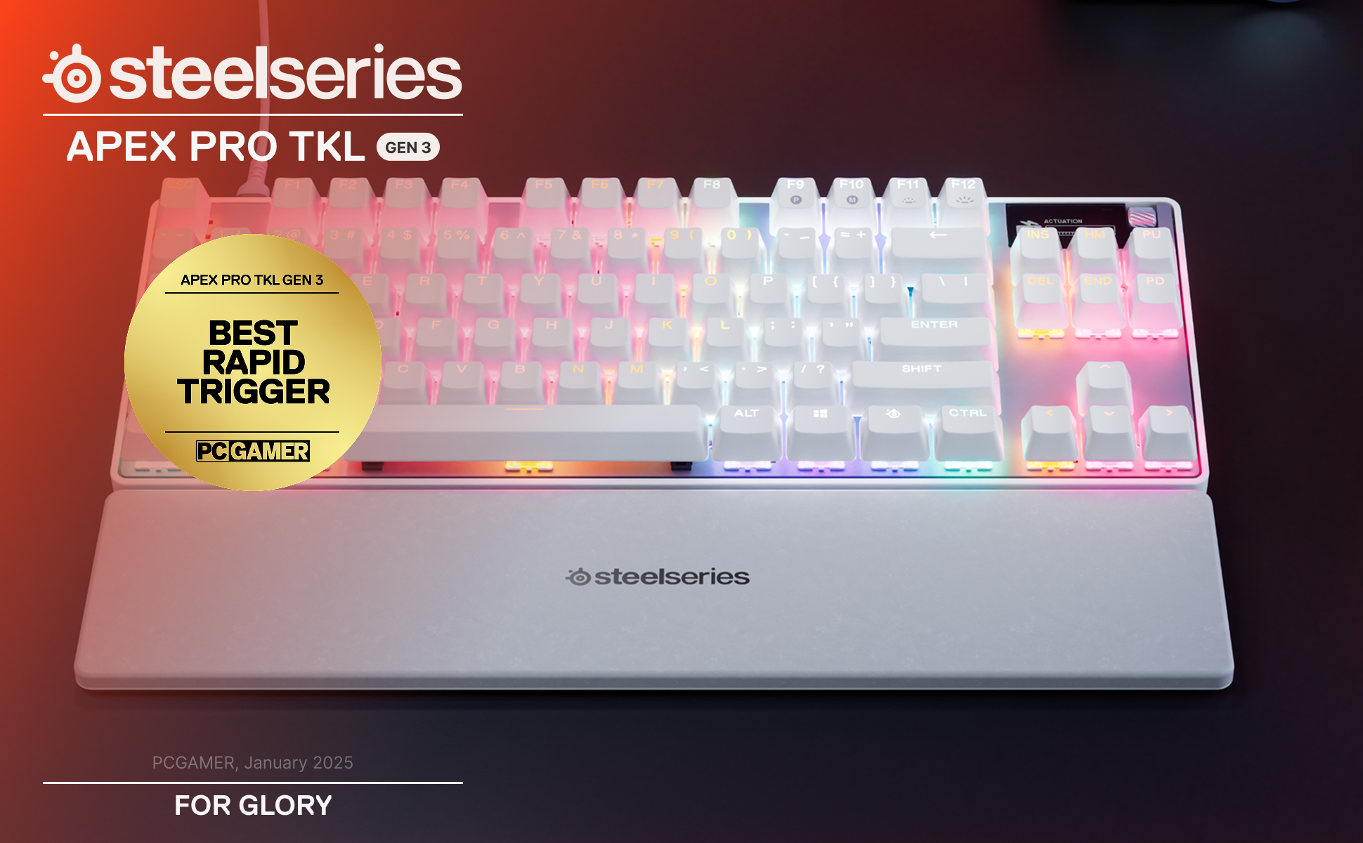 SteelSeries Apex Pro TKL Gen 3 Wired Gaming Keyboard - White