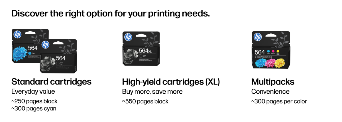 original hp 564 cyan standard ink cartridge