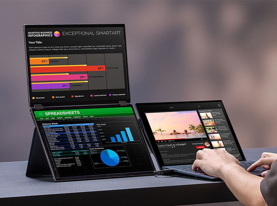 Ein Setup des MQ149CD, das mit nur einem USB-C-Kabel für die Strom- und Videosignalübertragung an einen Laptop angeschlossen wird, zeigt, wie mühelos die Konnektivität ist