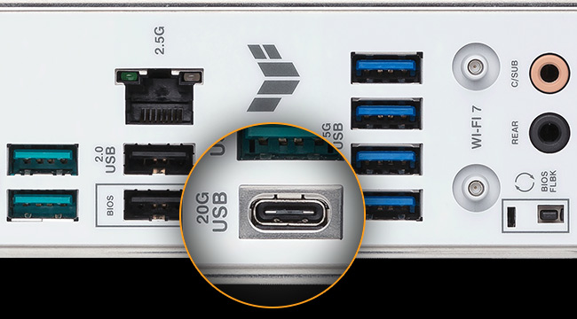 Rückseite USB 20Gbps Type-C®